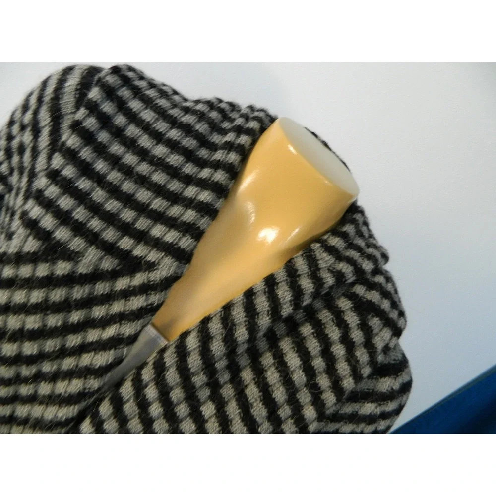 Lineamaglia Alpaca Wool‎ Open Cardigan Sweater Womens Medium Black Grey Striped